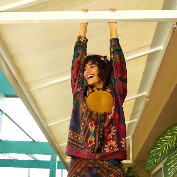 FARM Rio Sweaters - Farm Rio Mixed Scarves Oversized Sweatshirt size Medium